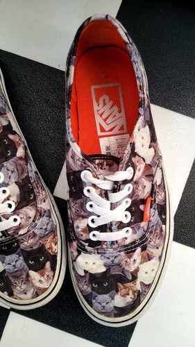 Seltene Vans mit Katzen Print 39,5, Gemusterte Sneaker Katzenköpfe, Sommerschuhe - Bild 17 von 17
