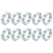 10Pcs Double Ear Hose Clamps Adjustable 25-28mm Iron Zinc Plated