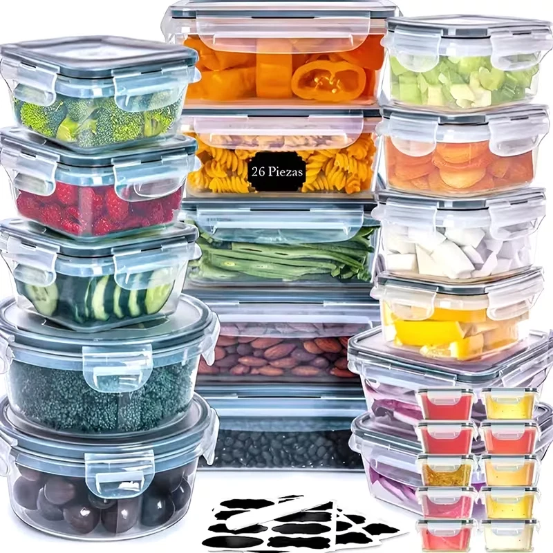 26pcs Stackable Kitchen Storage Bowl Set | Leak Proof Plastic Storage Containers