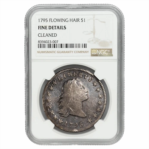 1795 3 Leaves Flowing Hair Dollar $1 NGC Fine Details Cleaned
