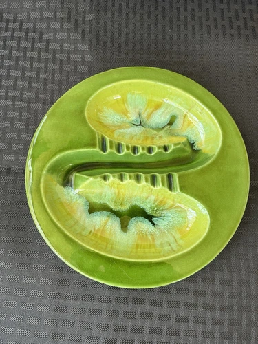 RARE Vintage Haeger Pottery # 2011 Multi Color Green Pottery Ashtray