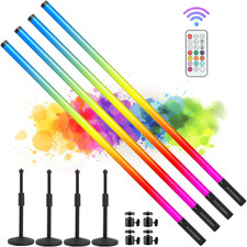 4Pack 4800Mah Battery Powered 4Ft RGB Led Tube Dj Light Bar with Stand Colored V