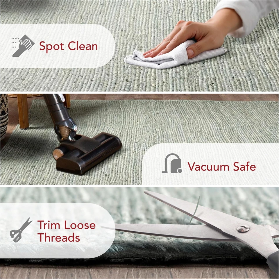 Handmade 2x6 Green Jute Runner Rug Kid Pet Friendly Boho Farmhouse Decor - Image 3 of 4