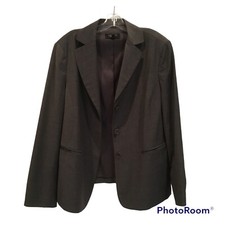 Talbot s Woman Size 12W Grey Wool Blend Blazer Jacket Vintage