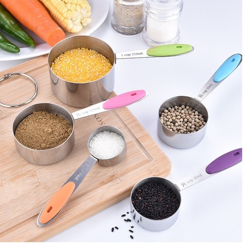 Stainless Steel Measuring Cups Spoons Set with Silicone Handle Storage - Picture 6 of 9