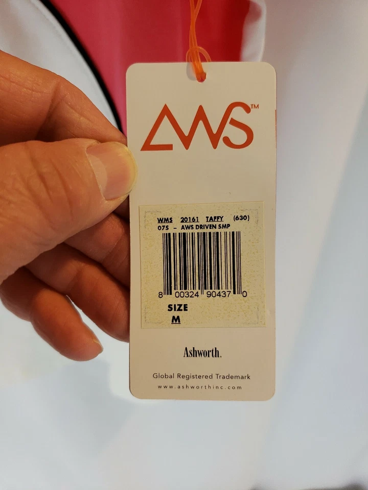 Camisa polo de manga corta Ashworth AWS para mujer - rosa/blanco talla MEDIANO - Nuevo con etiqueta Foto 4 de 4