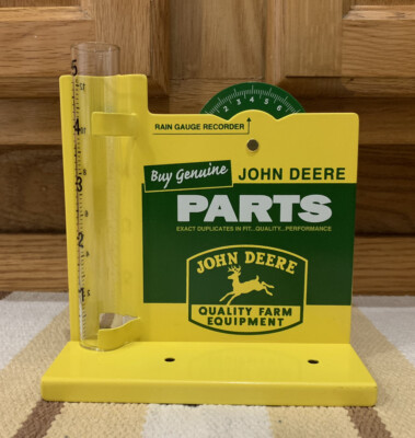 John Deere Rain Gauge Parts Sign Farm Barn Cow Corn Milk Vintage Style Tractor