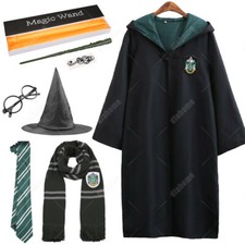 Harry Potter Kostüm Slytherin Robe Cape Mantel Umhang Krawatte Schal Zauberstab