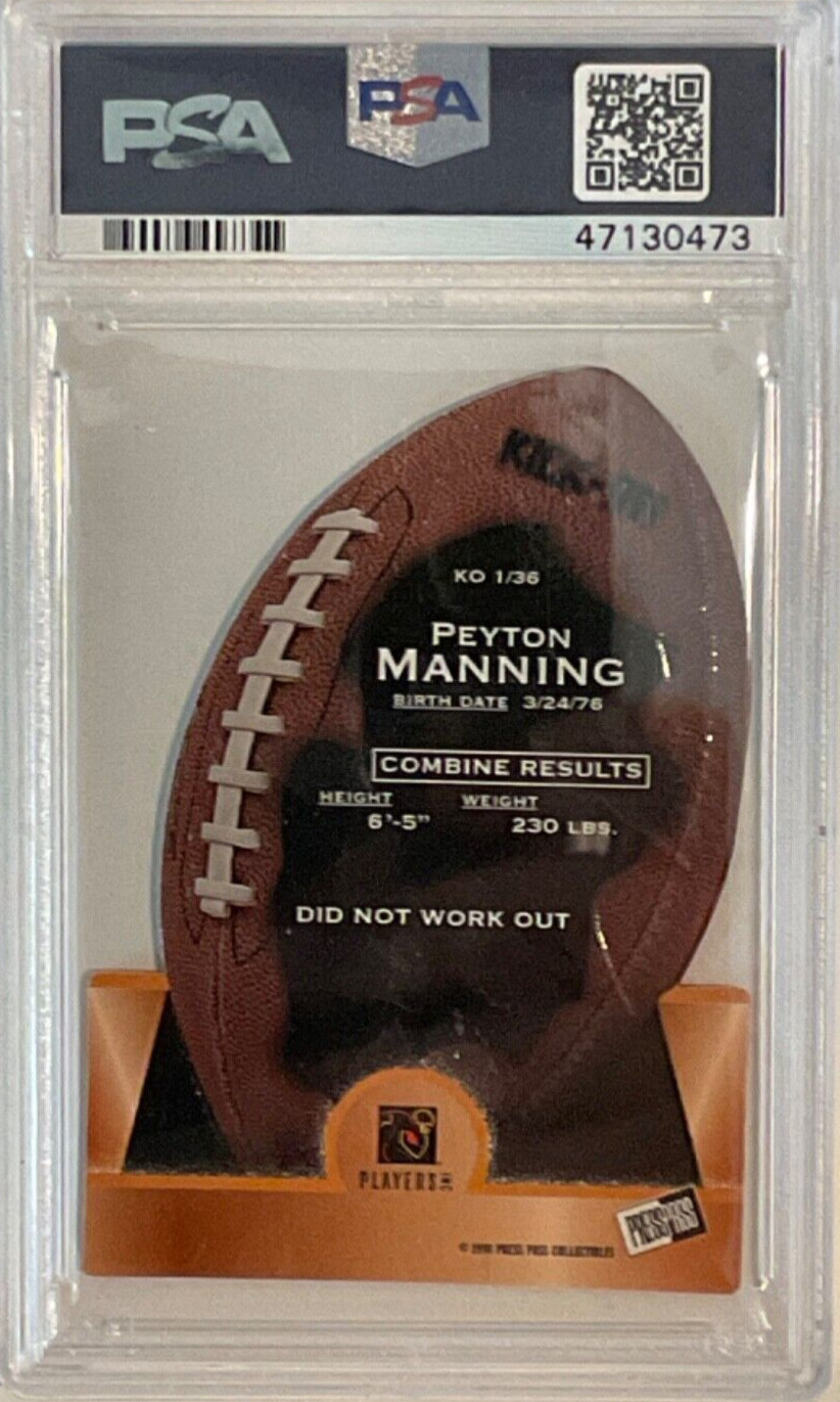 1998 Press Pass — Kick-Off — Peyton Manning — ROOKIE — 💎 MINT PSA 10 — pop 137 view 2