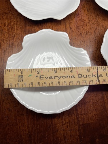 White Ceramic Clam Shell Condiment Bowls by Dansk Set of 6 Stackable - Picture 2 of 3
