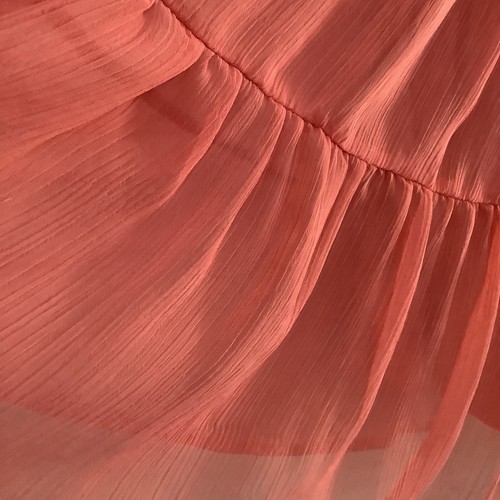 DKNY Junior’s Dress Coral Orange Ruffle Hem Smock Lined Youth Xl Embroidered Log - Picture 10 of 18