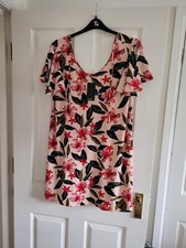 MANGO BASICS Ladies Light Peach Floral Print Dress - Size EUR XL 