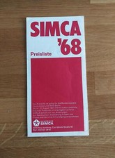 Simca 1000 - 1100 - 1301 - 1501 - 1200 Sportcoupe - PREISLISTE 1968 (25.08.1967)