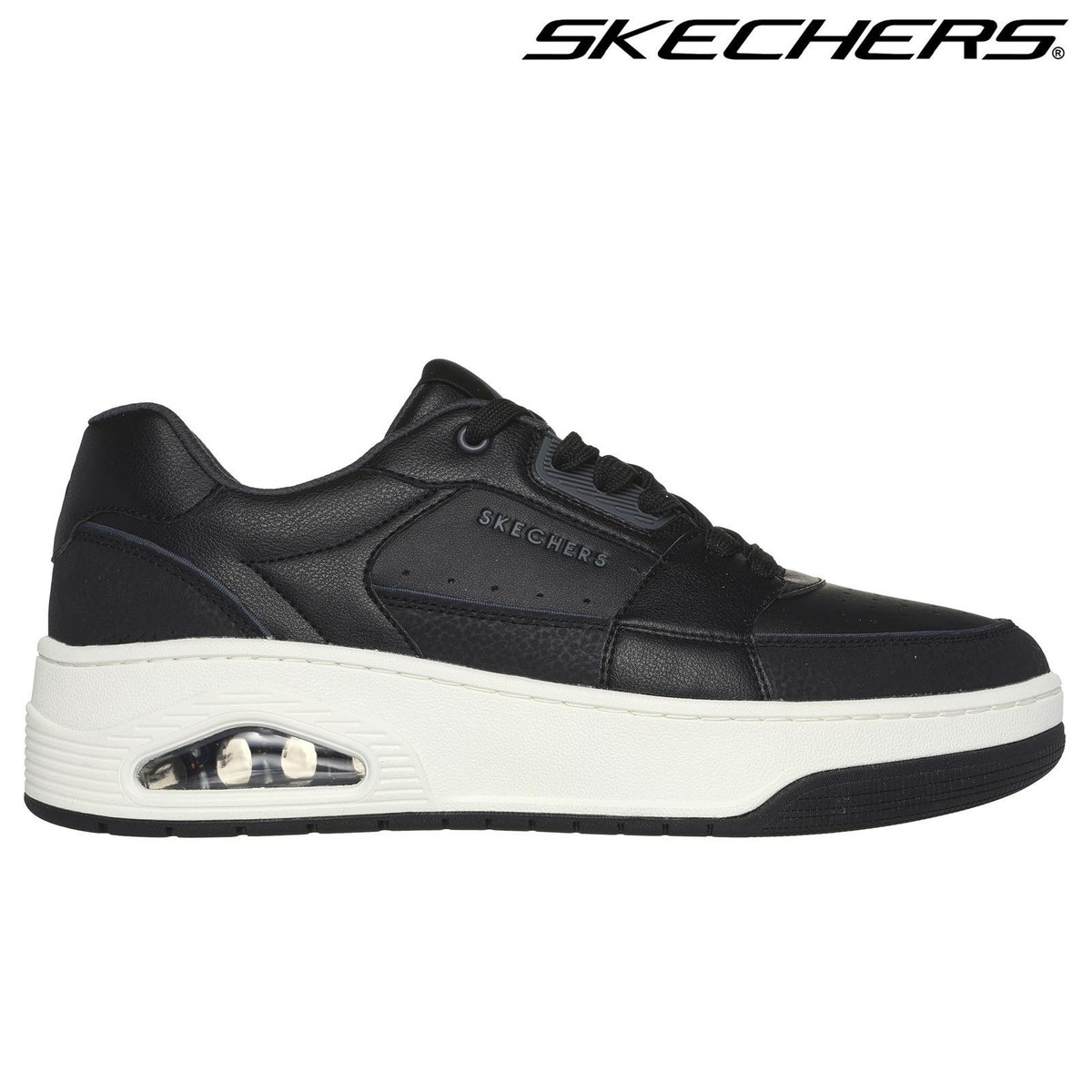 skechers mens uno trainers black