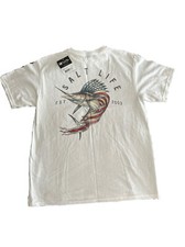 Salt Life Youth Large T-Shirt Boys White Cotton Live Salty Patriotic NWT