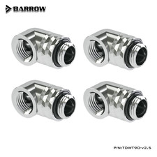 Barrow G1/4" Dazzle Male to Female Fitting 90 Degree Rotary Silver 4 Pack
