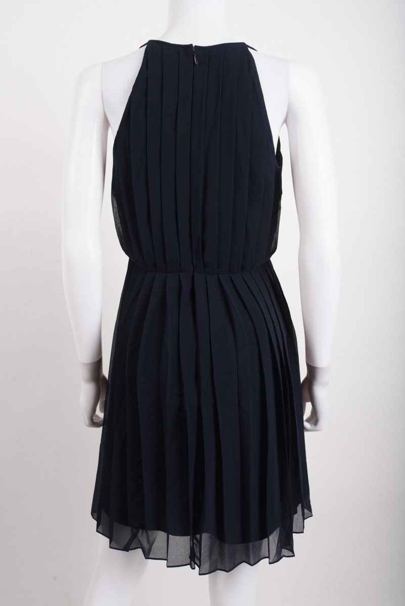 navy blue dress for baby girl J.Crew Womens Pleated Dress A-Line Chiffon Sz 0 Navy Blue Style 46157