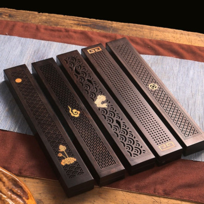 23cm Creative Sandalwood Incense Box Burner Wood Carving Censer Home Decoration