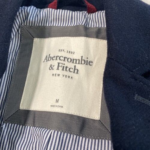 Abercrombie & Fitch Navy Wool Blend Prep Lined Emblem Blazer Sz M - Picture 7 of 12