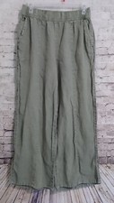 Jones  Co. New York Green Linen Wide Leg Crop Pants Medium 29x24.5
