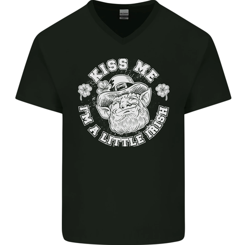St Patricks Day Kiss Me Im a Little Bit Irish Mens V-Neck Cotton T-Shirt - Picture 8 of 37