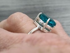 Blue Topaz Gemstone 925Sterling Silver Gift for Mum Ring Jewelry All Size SE-648