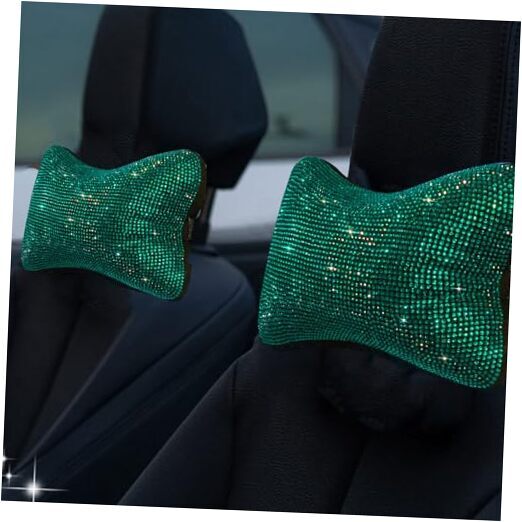 2Pcs Car Neck Pillow Bling Headrest Neck Support,Crystal Rhinestone Car Pillow