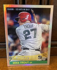 Mike Trout 2018 Donruss RETRO #242 STAT LINE FOIL /123 Pack Fresh SP Variation