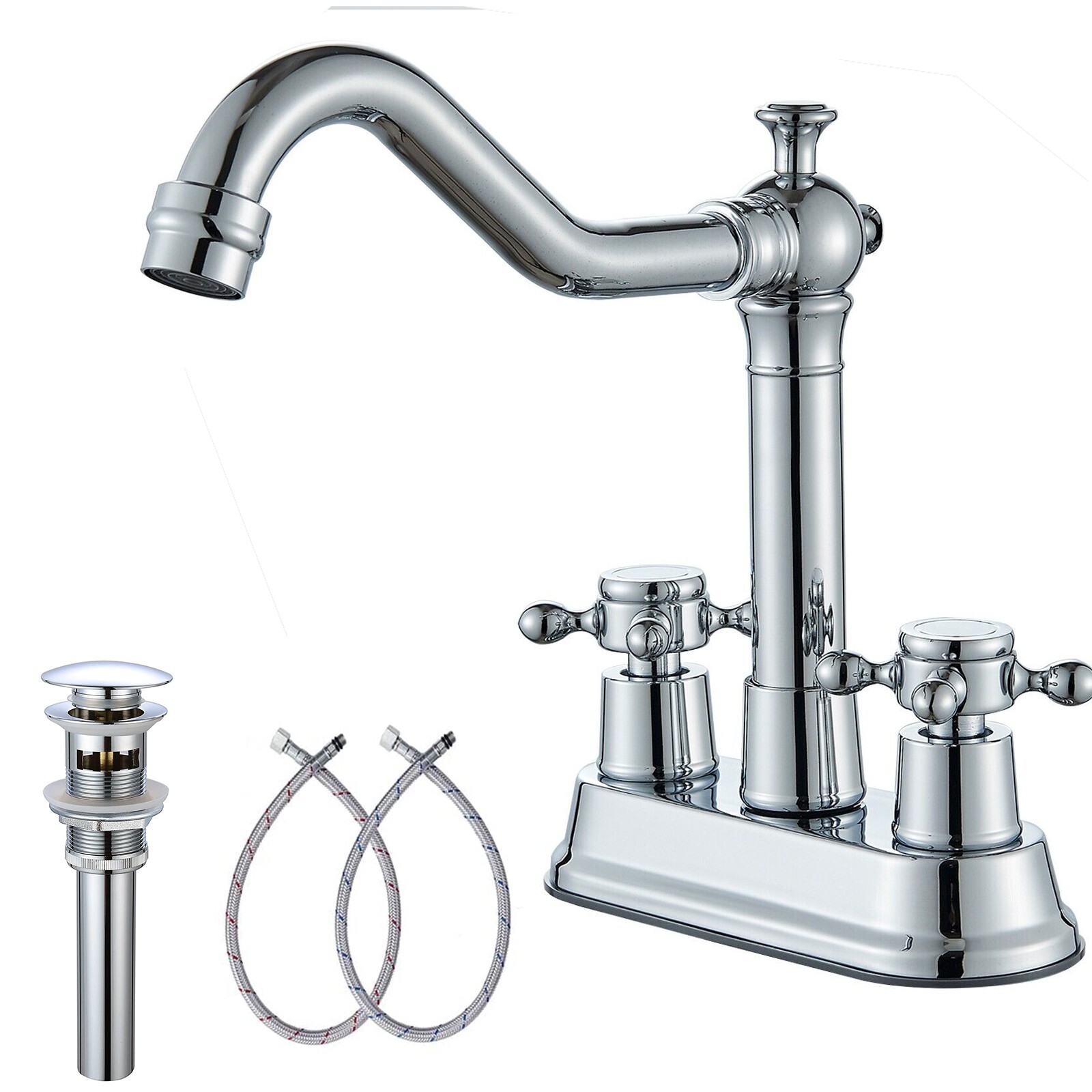 Bathroom Sink Faucet Chrome 2 Handles 4" Centerset Vanity 3 Holes Mixer