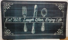 CUSHIONED FOAM  FLOOR MAT(18"x27")SILVERWARE,EAT WELL,LAUGH OFTEN &ENJOY LIFE #1