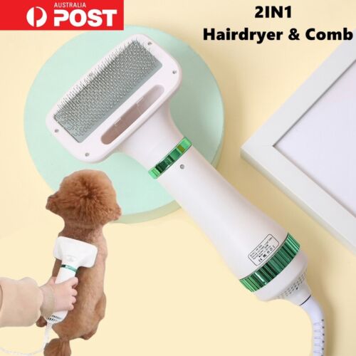 2 in 1 Pet Hair Dryer Comb Brush Dog Cat Grooming Heater Temperature Adjustable