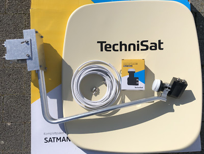 TechniSat Satman 65 plus mit original Twin-LNB (2Teilnehmer) beige 10m   neu 