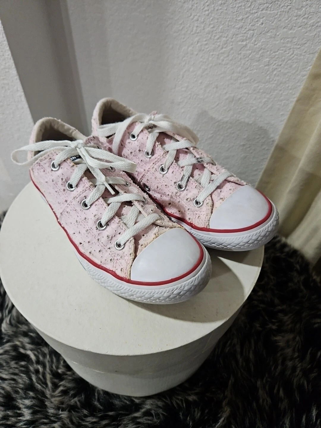 SNEAKERS CONVERSE ROSA CHIARO CON RITAGLI A STELLA ALL STAR JR MISSY BAMBINA TAGLIA 4