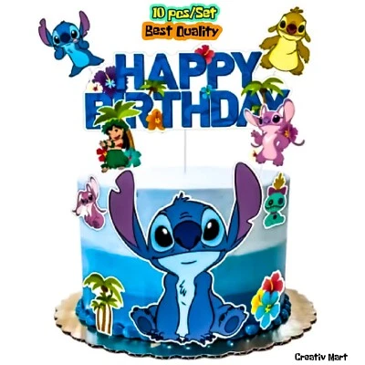 Lilo Stitch Birthday Cake Decoration Stitch Cake Topper Party Decoran 10pcs Set