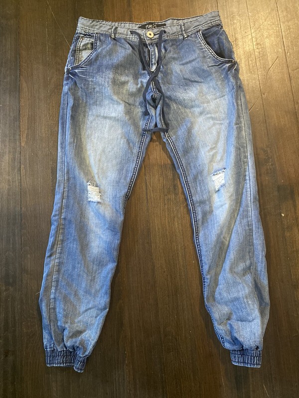Rue 21 Pants Girls Small Distressed Soft Blue Joggers