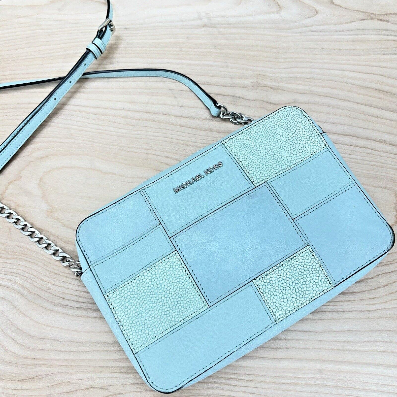 Michael Kors Patchwork Leather Seafoam Crossbody … - image 2