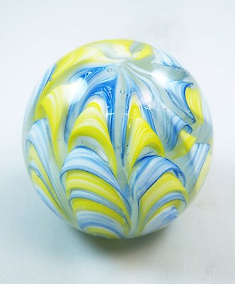 M Design Art Glass Mouth Blown Bubble Yellow Rose Handmade  Pap...
