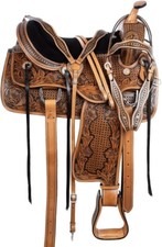 Western Handmade Barrel Racing Wooden Tree Tooled Carved 10-18 Inches