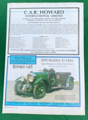 Duncan Hamilton 1931 Bentley 4 1/2 Liter GT 8771 Le Mans Poster Werbung 1/2 A4 Q