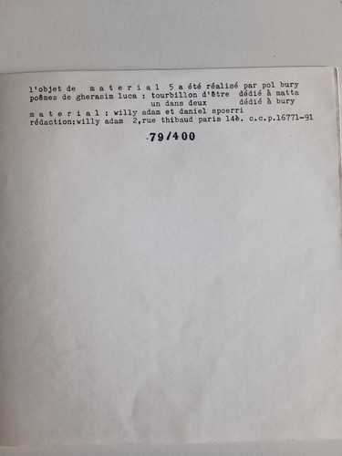 Material 5 Willi Adam Et Daniel Spoerri,Realise Par Pol Bury - Bild 2 von 7