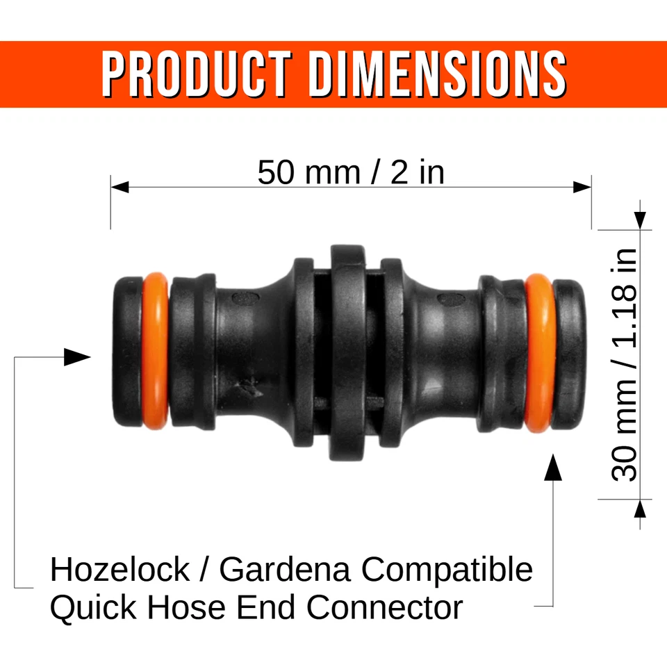 2 Way Garden Hose Connector Joiner Coupler Watering Water Pipe Tap Male 2pcs - Image 4 of 4