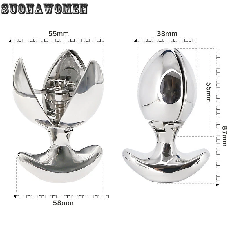 Opening Stainless Steel Metal Ass Plug Anal Trainer Buttplug Lock Asslock SexToy - Image 2 of 4