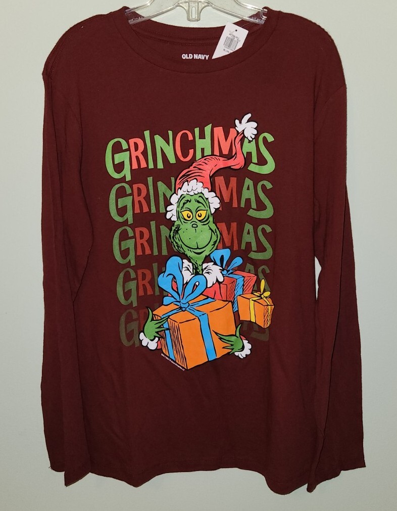 Old Navy Unisex Kids Boys Girls 14-16 XL Grinch Christmas Long
