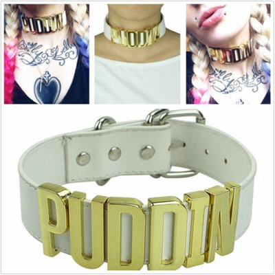 Suicide Squad Harley Quinn Puddin Leather Neck Collar Choker Cosplay Necklace