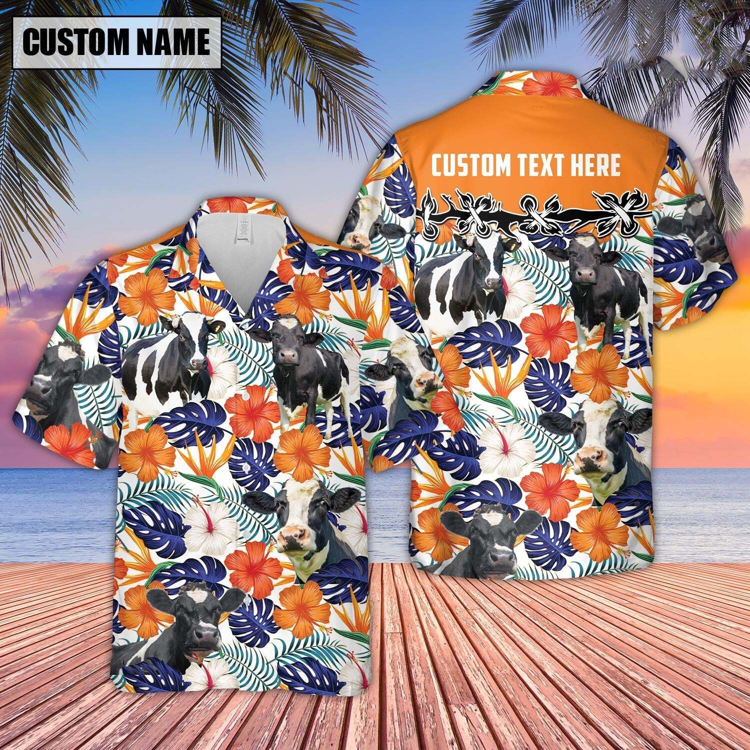 Custom Holstein Hibiscus Blue Floral 3D Hawaiian Shirt Personalized for a Unique Style