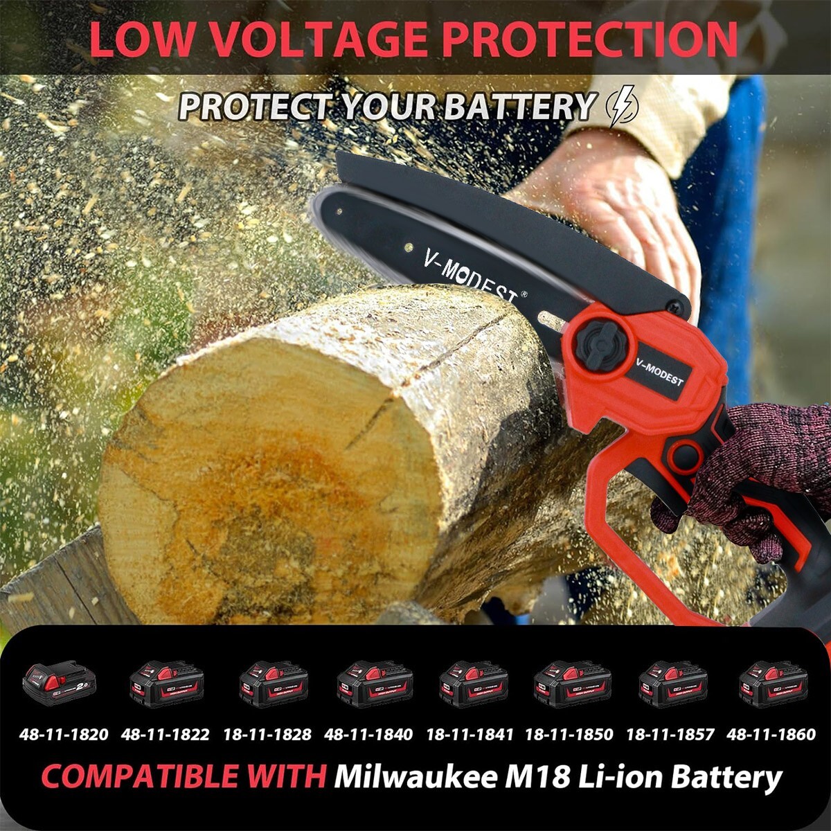 6'' Mini Chainsaw Cordless For Milwaukee 18V Battery Pruning Saw Tool
