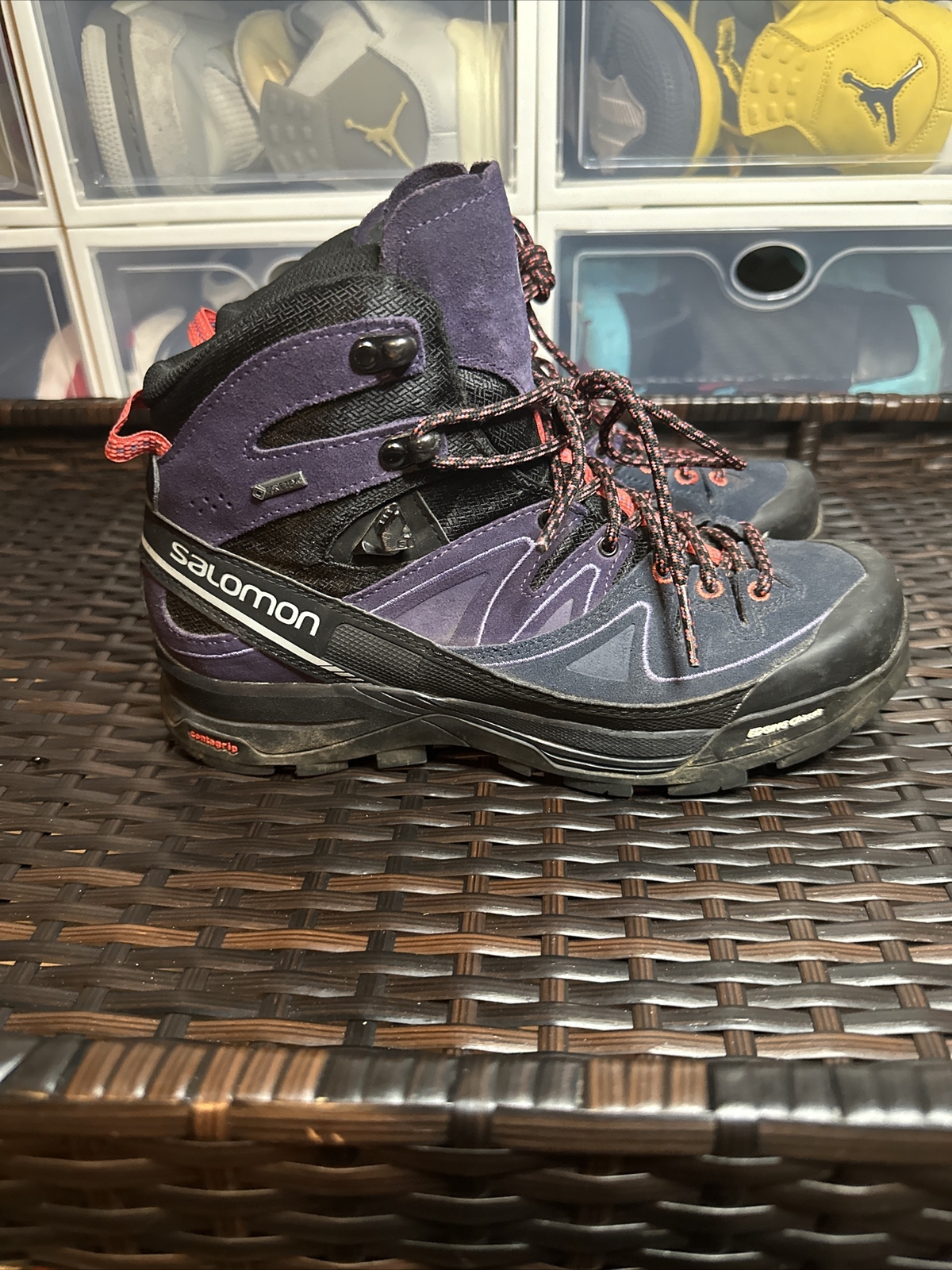 Salomon X Ultra stivali da trekking da donna contagrip taglia 7 5 viola arancione e blu navy
