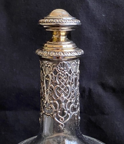 Elegant Antique Cut Crystal And Gilded Sterling Silver Carafe 19th Century - Picture 3 of 12