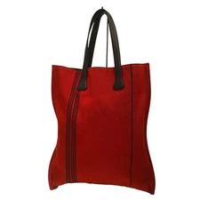 HERMES Potamos Cabas GM Red Toile Handbag Unisex Used