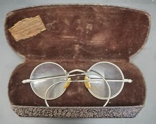 Antique Wire Framed Spectacles, Round Rimmed, Reading Glasses w/Case